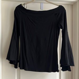 Express off the shoulder flare black shirt